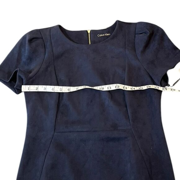 Calvin Klein Navy Short Sleeve Faux Suede Sheath Dress, Size 12, NWT - Picture 10 of 13